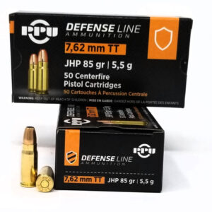 PPU 7.62x25 Tokarev Ammunition Defense 85 Grain Jacketed Hollow Point 50rds