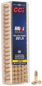 CCI Mini-Mag HP .22 LR 36gr CPHP 1260 fps 100/box