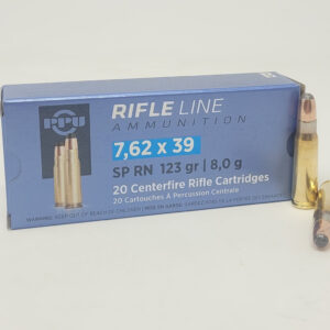 PPU 7.62x39mm Ammunition PP76239S 123 Grain Round Nose Soft Point Brass 20 rounds