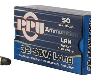 PPU 32 S&W Long 98gr Lead Round Nose 787 FPS 50/box