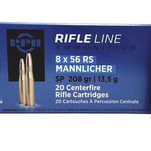 PPU 8x56 RS Mannlicher 208gr Soft Point 2296 FPS 20/box
