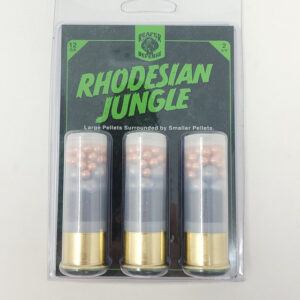 Reaper Defense Rhodesian Jungle 12 Gauge Ammunition 2-3/4" With Large Pellets Surrounded By Smaller Pellets 3 Rounds