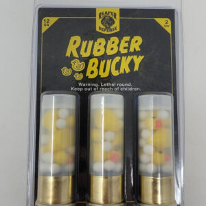 Reaper Defense Rubber Bucky 12 Gauge Ammunition 2-3/4"  3 - Resin Ducks 10 - Plastic Buckshot 3 Rounds