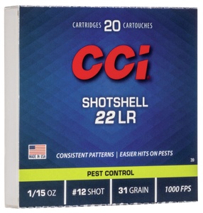 CCI .22 LR Shotshell 31gr #12 Shot 1000 FPS 20/box