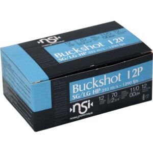 Nobel Sport Buckshot, 2-3/4" 12 Gauge, 00 Buckshot, 12 Pellets, Box of 10 Rounds
