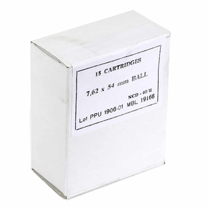 PPU 7.62x54R 182gr FMJ 2625 FPS Brass Cased Ammo 15/box