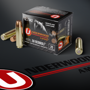 Underwood 12.7x42 - Designed for use in 50 BEOWULF® firearms: 350gr. Full Metal Jacket-Flat Nose Full Metal Jacket Hunting Ammo